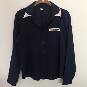 Navy long sleeve blouse